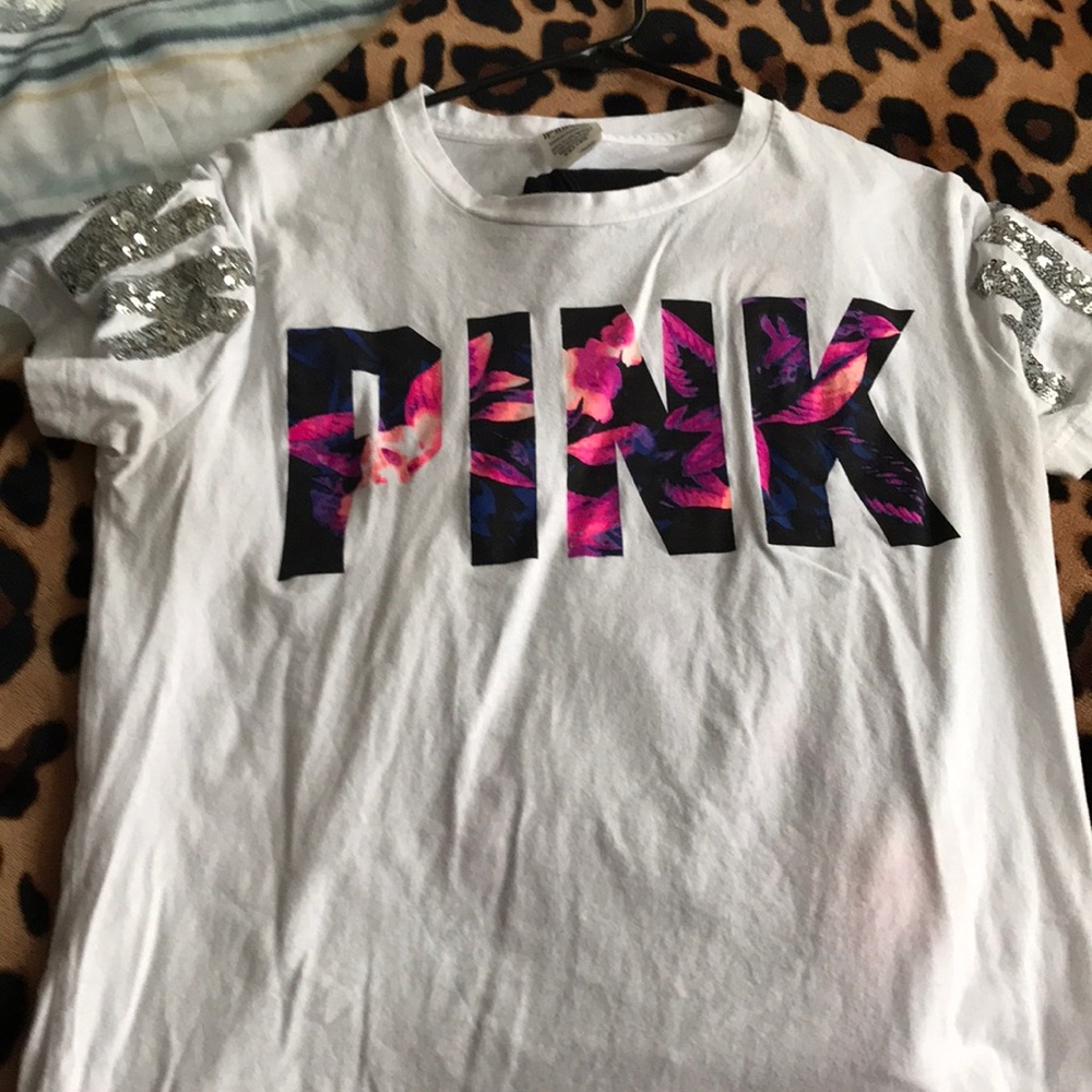 Pink outfit.